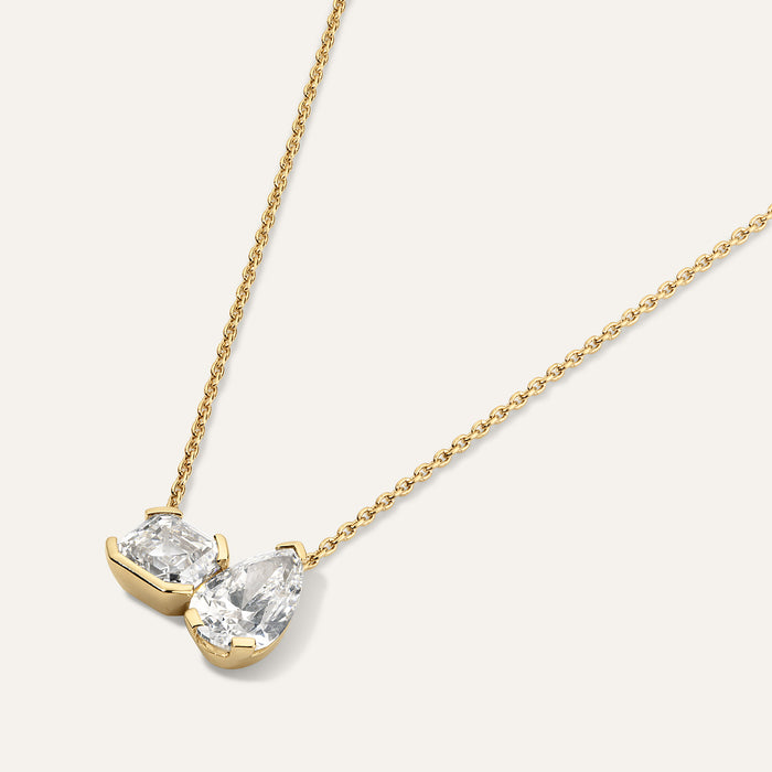 Asscher and Pear Diamond Toi et Moi Pendant