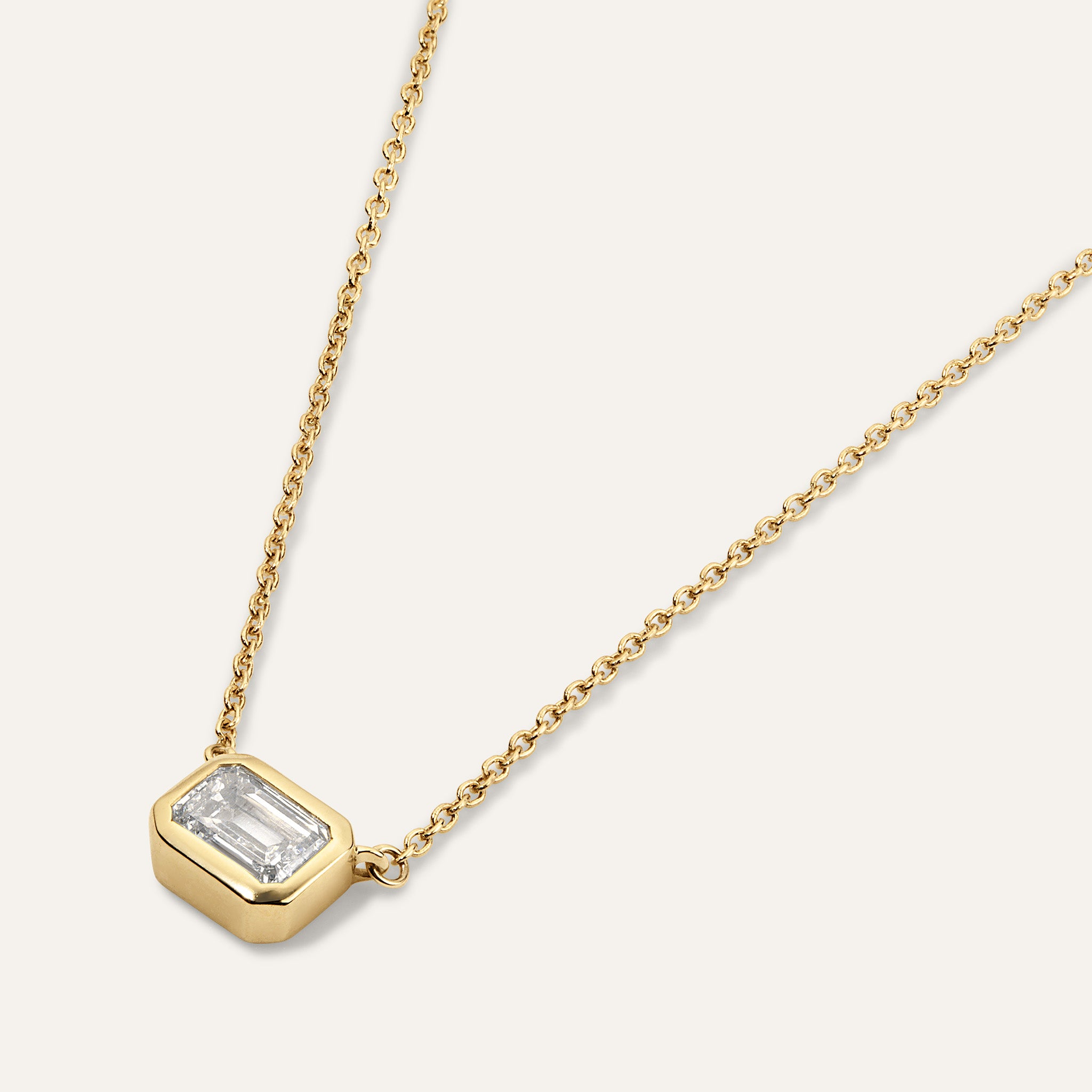 Emerald cut Diamond Bezel Pendant