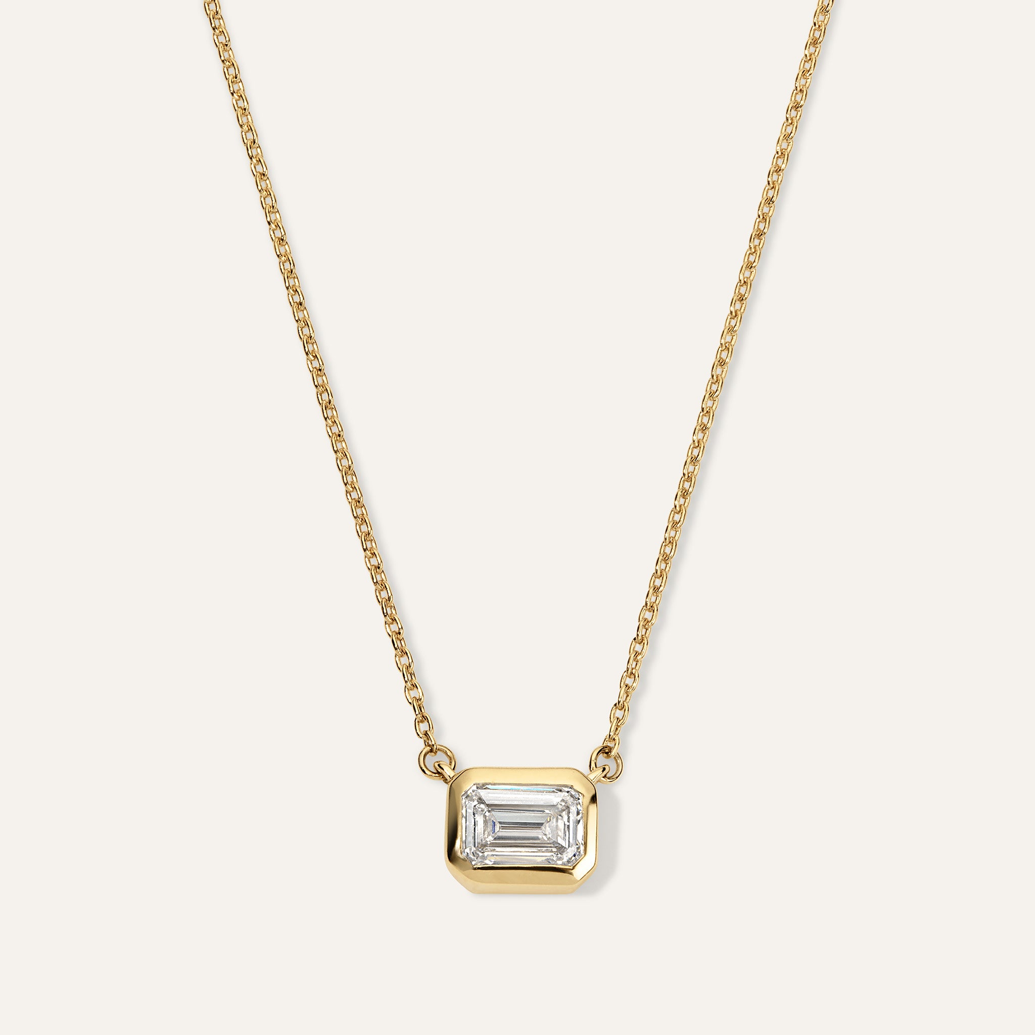 Emerald cut Diamond Bezel Pendant
