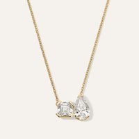 Asscher and Pear Diamond Toi et Moi Pendant