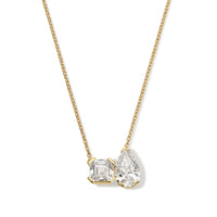 Asscher and Pear Diamond Toi et Moi Pendant