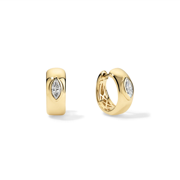 Marquise Diamond Cuff Gold Earrings