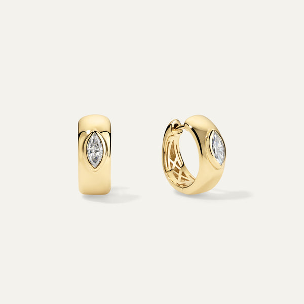 Marquise Diamond Cuff Gold Earrings