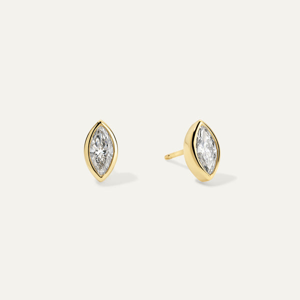 Marquise Diamond Bezel Stud Earrings