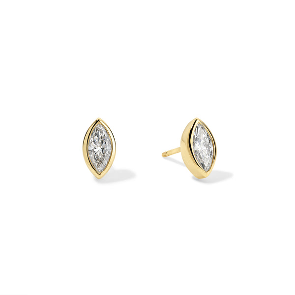 Marquise Diamond Bezel Stud Earrings